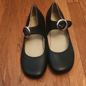 Black Mary Jane Flats with Buckle